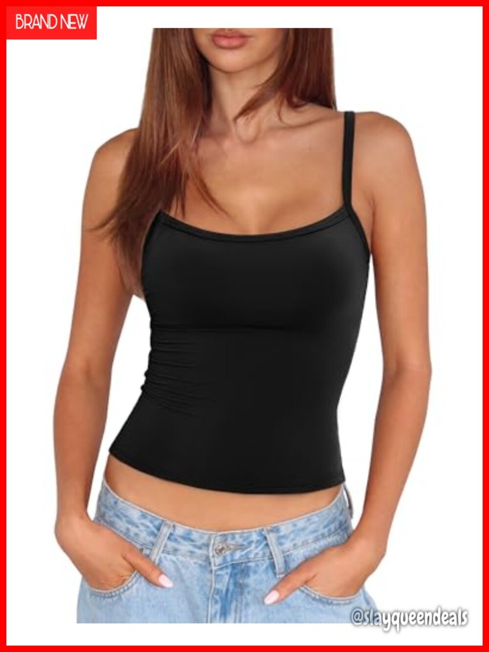 Built in Bra Tank Top Double Lined Buttery Soft Camisole Sleeveless Basic Shirt